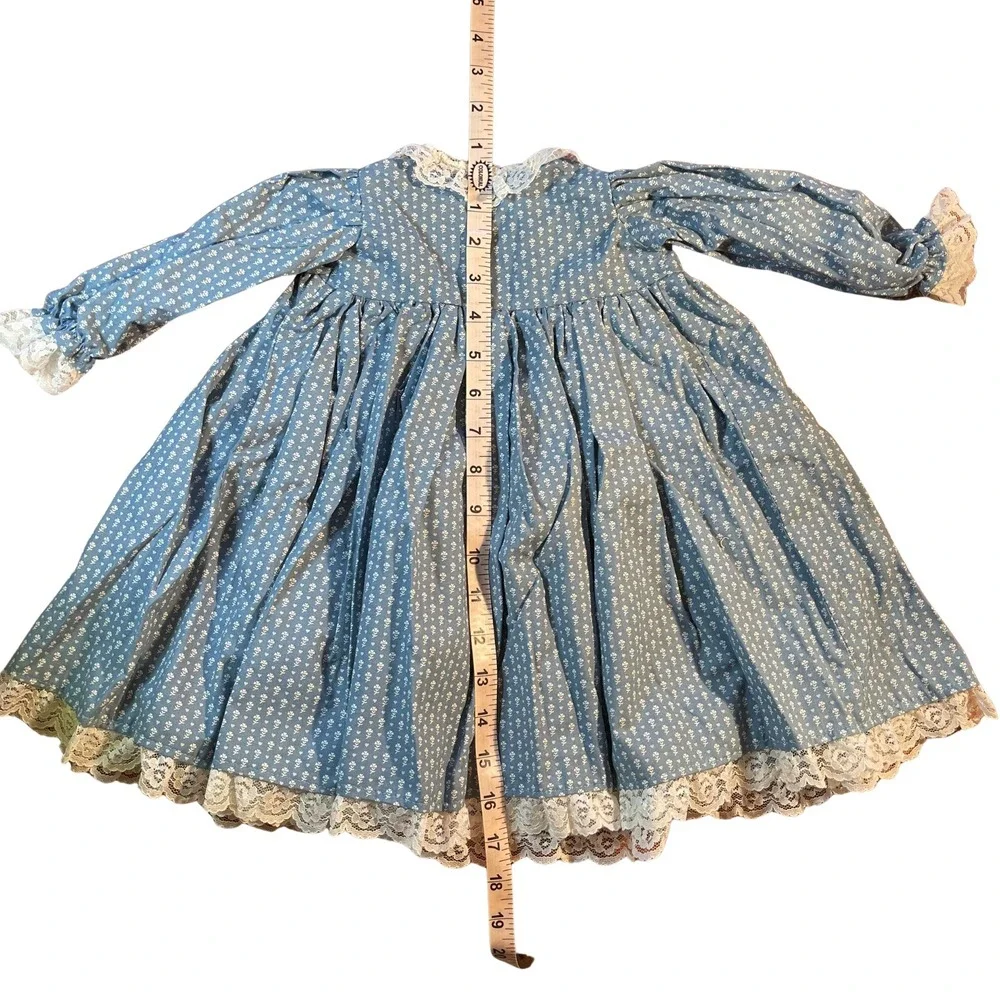 Vintage Handmade‎ Doll Clothes Blue Floral Print Dress Bloomers Set Cottagecore